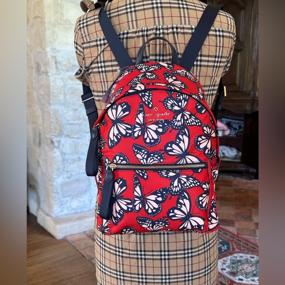 Kate Spade Butterfly Medium Chelsea Nylon Backpack&wallet NWT Authentic - Picture 9 of 15